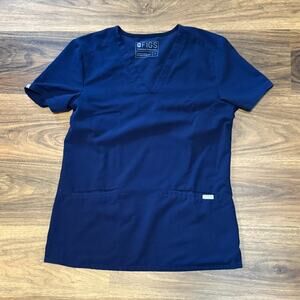 Figs Casma Three-Pocket Scrub Top Womens Small Navy Medical Uniform